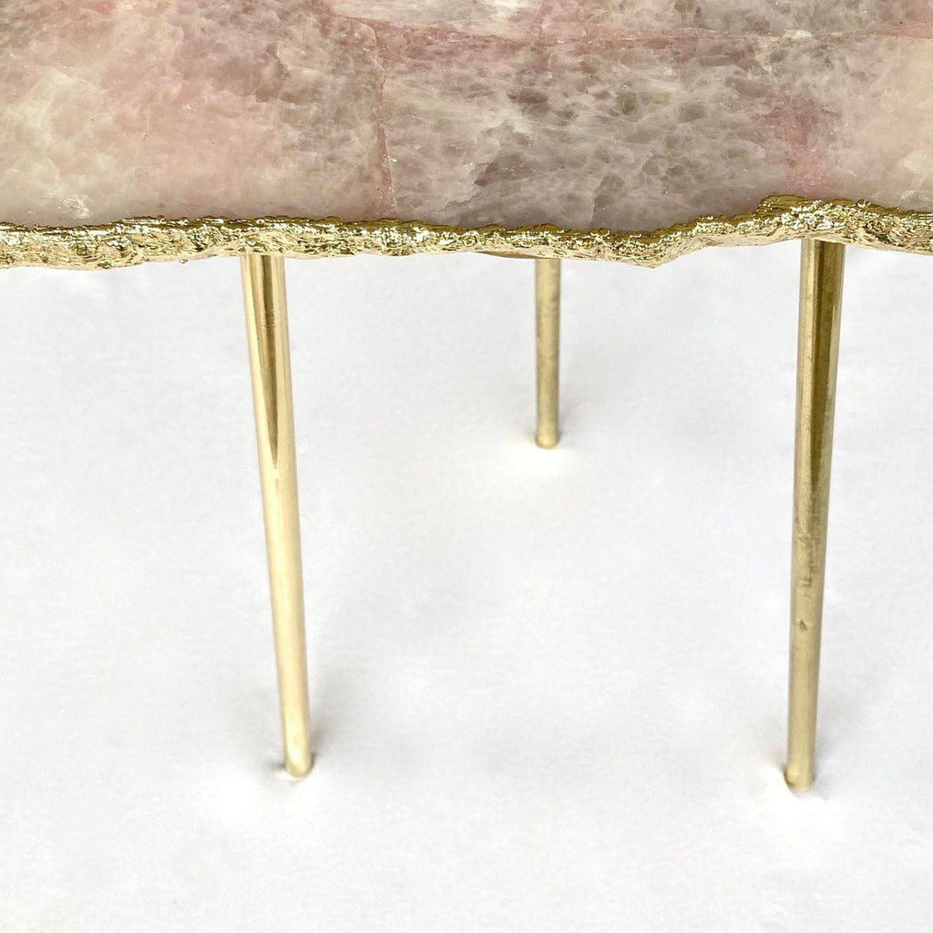 Rose Quartz Side Table, 10" x 15" Organic Edge
