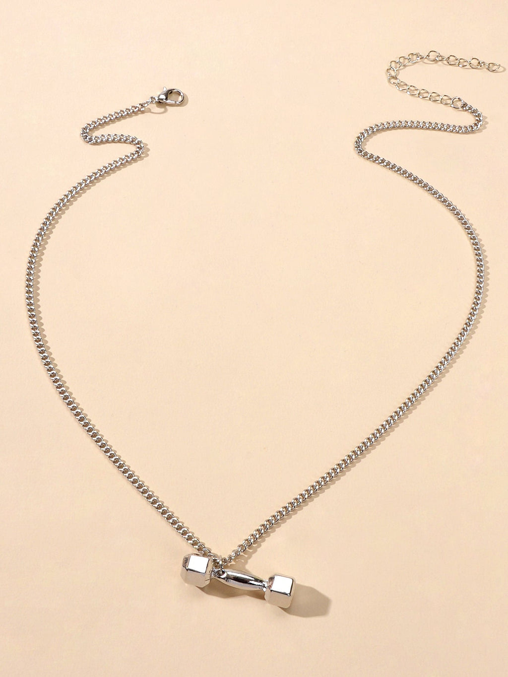 Party Decoration Silver Chain Dumbbell Charm Necklace Minimalist Punk Jewellery