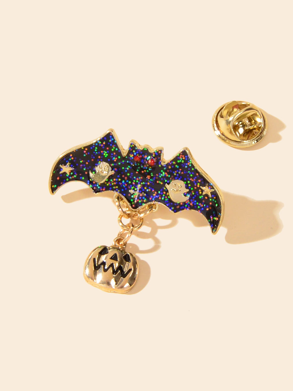 Gothic Punk Halloween Accessories Ghost Star Black Bat Pumpkin Brooch Pin Badge
