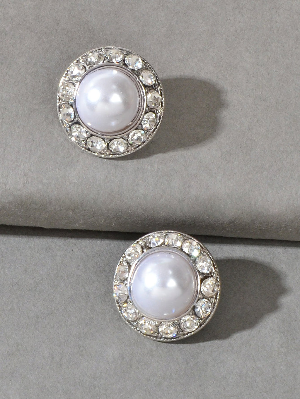 Elegant Sparkling Pearl Cubic Zirconia Round Stud Bridal Wedding Gift Earrings