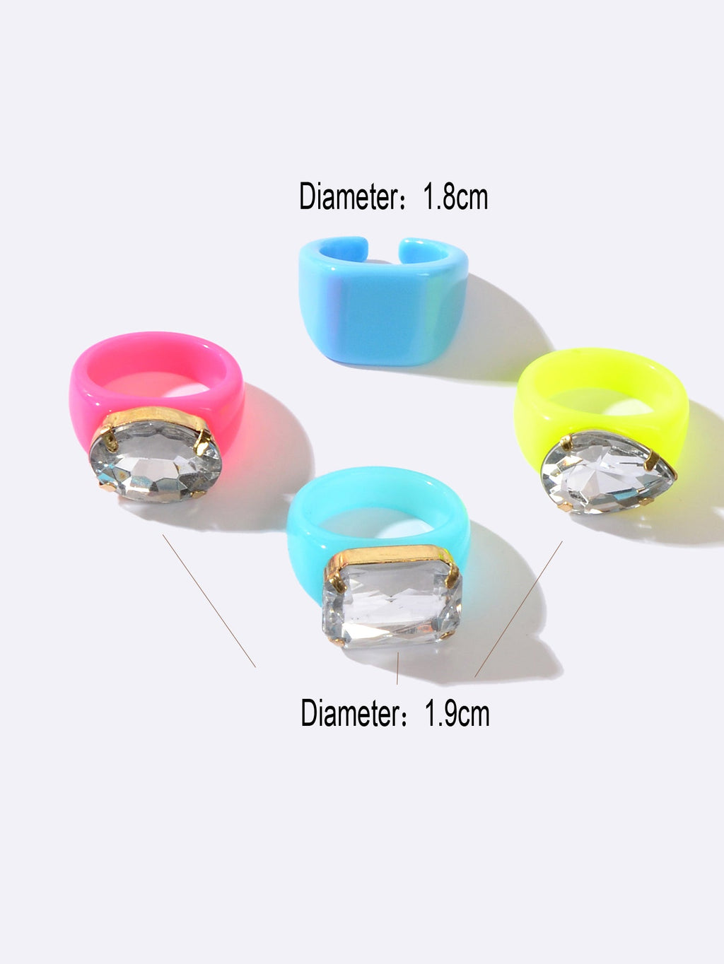 4pcs/set Multi Colour Stunning Big Stone Finger Rings Fashion Women Jewelry Gift - Rings at Dealshubindia