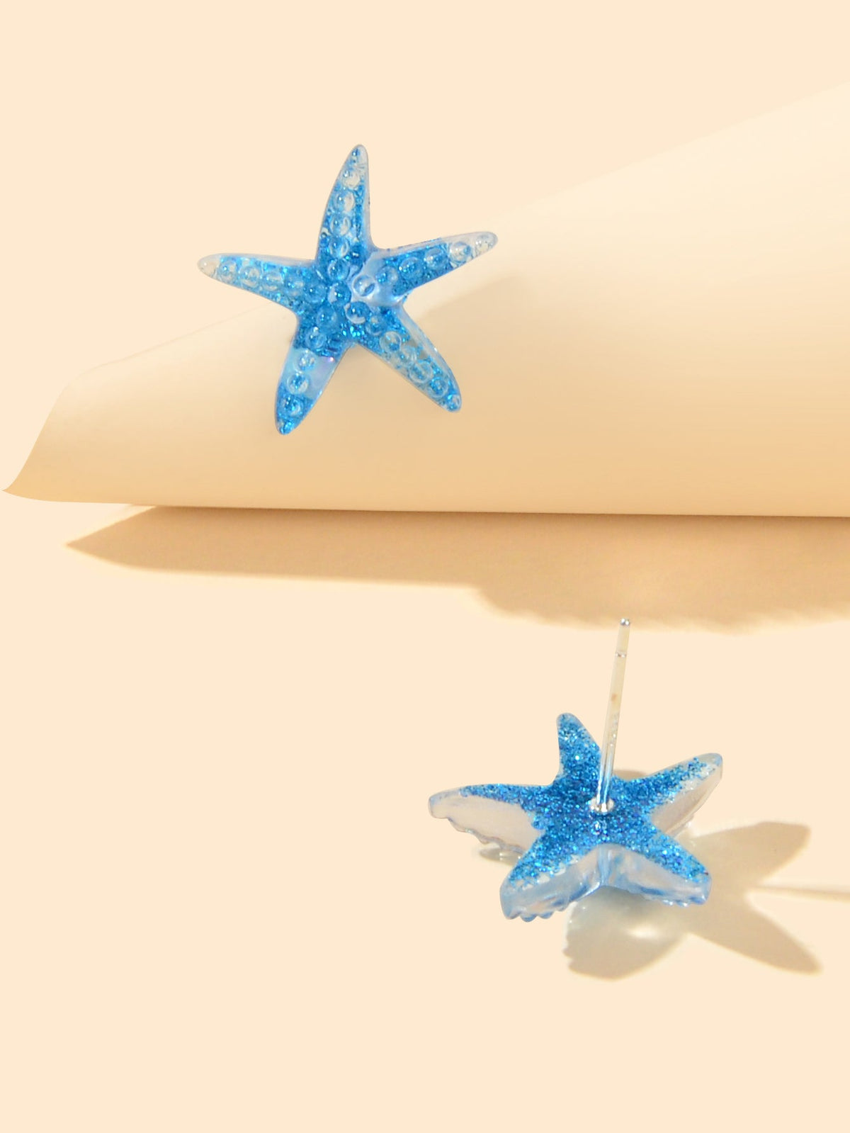 Ocean Beach Tribal Chic Blue Resin Starfish Stud Earrings Holiday Sea Jewellery