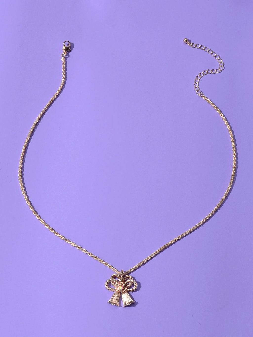 Festival Jewellery Gold Silver Chain Bow Bells Charm Necklace Women Accessories