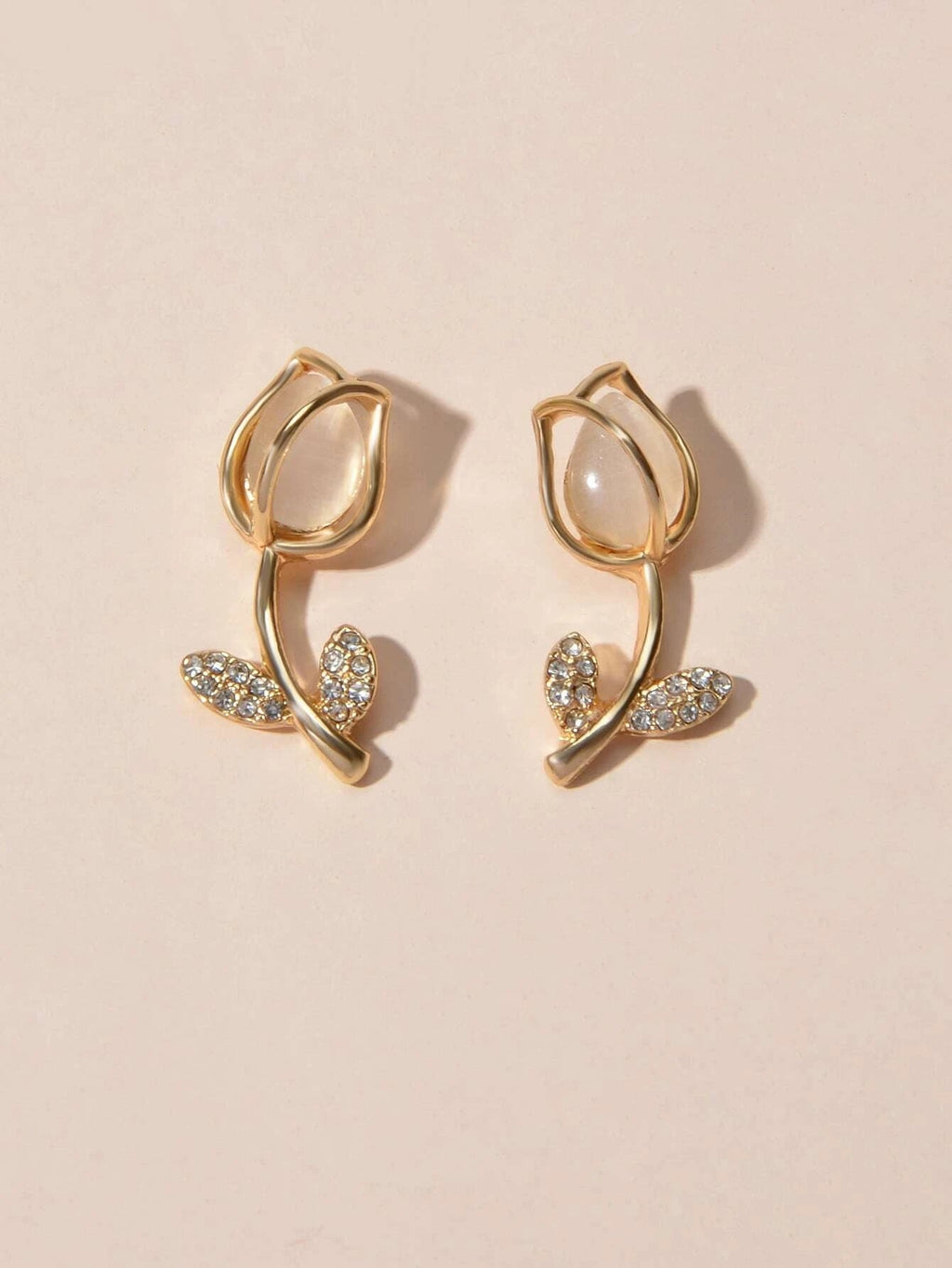 Gold Tone Fancy Gorgeous Crystal Stud Lovely Floral Earrings Party Gift Jewelry