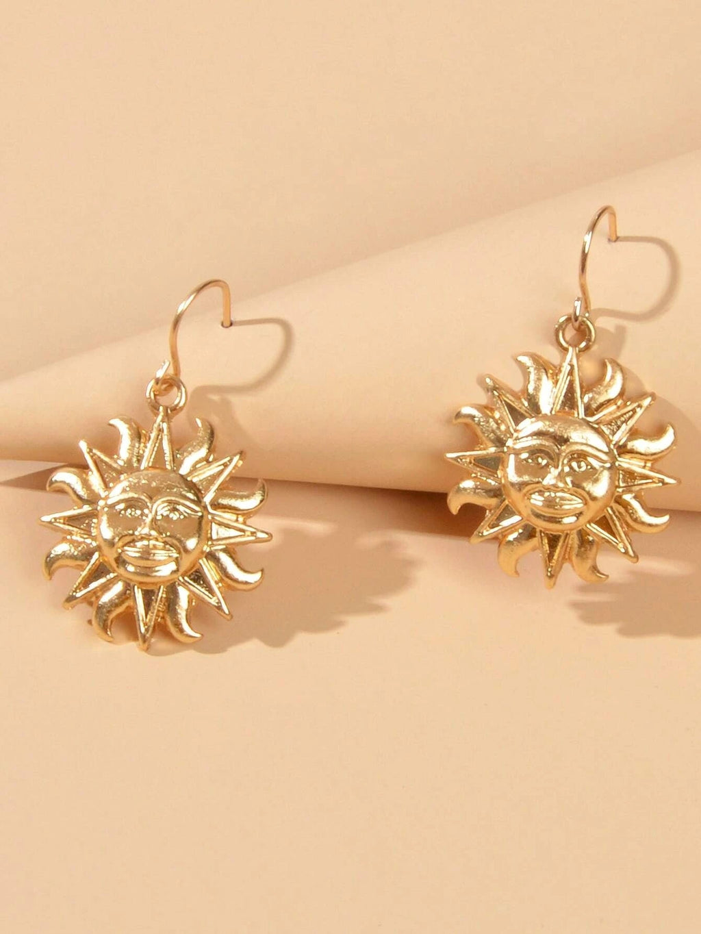 Gold Sun Drop Earrings Wholesale Price Women Teens Accessories Textured Jewelry