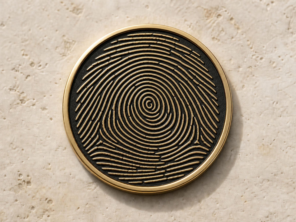 Custom Fingerprint Memorial Plaque, Antique Brass Fingerprint Keepsake, Personalised Handwriting Remembrance Gift