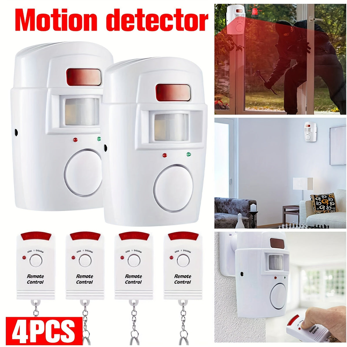 Wireless PIR Motion Sensor Alarm System (4 pcs) - Electronics > Business & Home Security > Intercoms & Doorbells at Dealshubindia