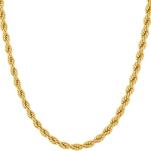 4mm Rope Chain 24k Gold Plated Necklaces