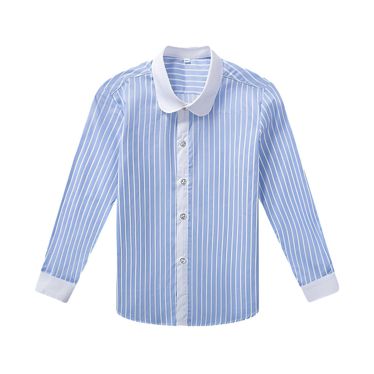 Blue Stripe Unisex Long Sleeve Cotton Shirt for Boys and Girls Age 3 to 10 Years