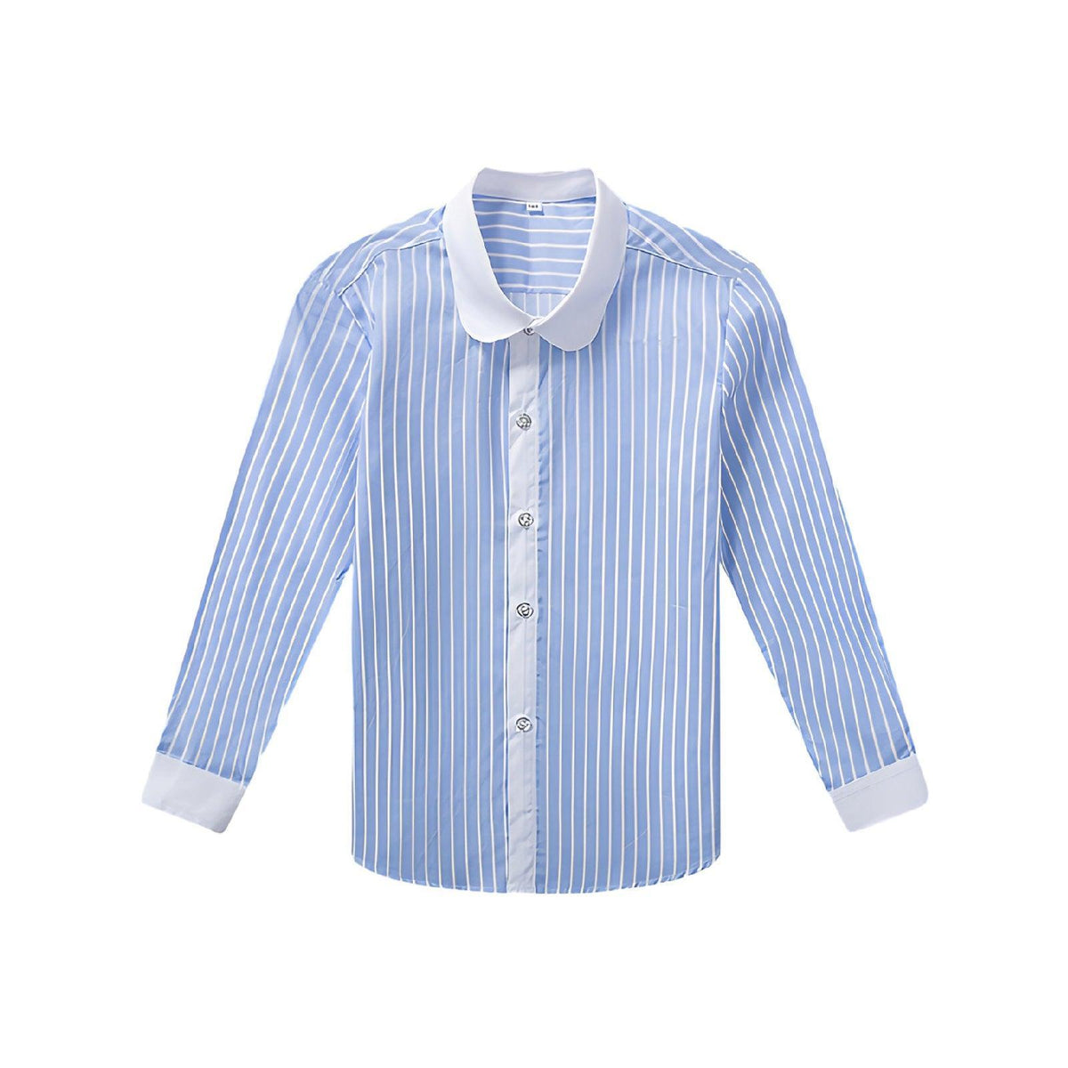 Blue Stripe Unisex Long Sleeve Cotton Shirt for Boys and Girls Age 3 to 10 Years