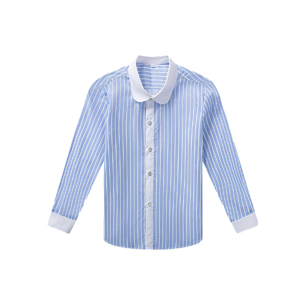 Blue Stripe Unisex Long Sleeve Cotton Shirt for Boys and Girls Age 3 to 10 Years