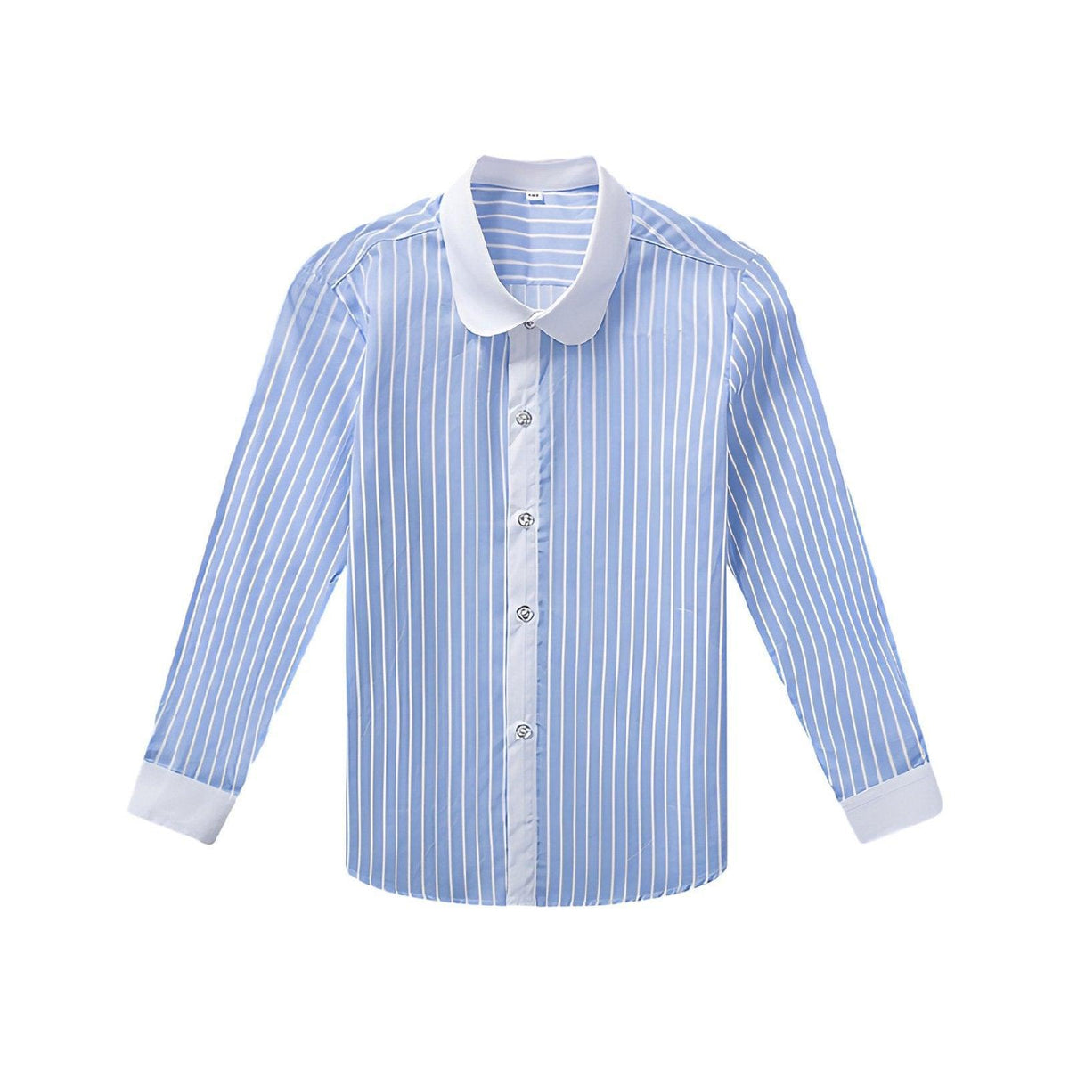Blue Stripe Unisex Long Sleeve Cotton Shirt for Boys and Girls Age 3 to 10 Years