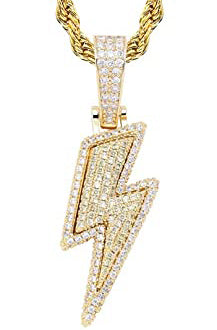 Lightning Bolt 18K Gold Iced Pendants