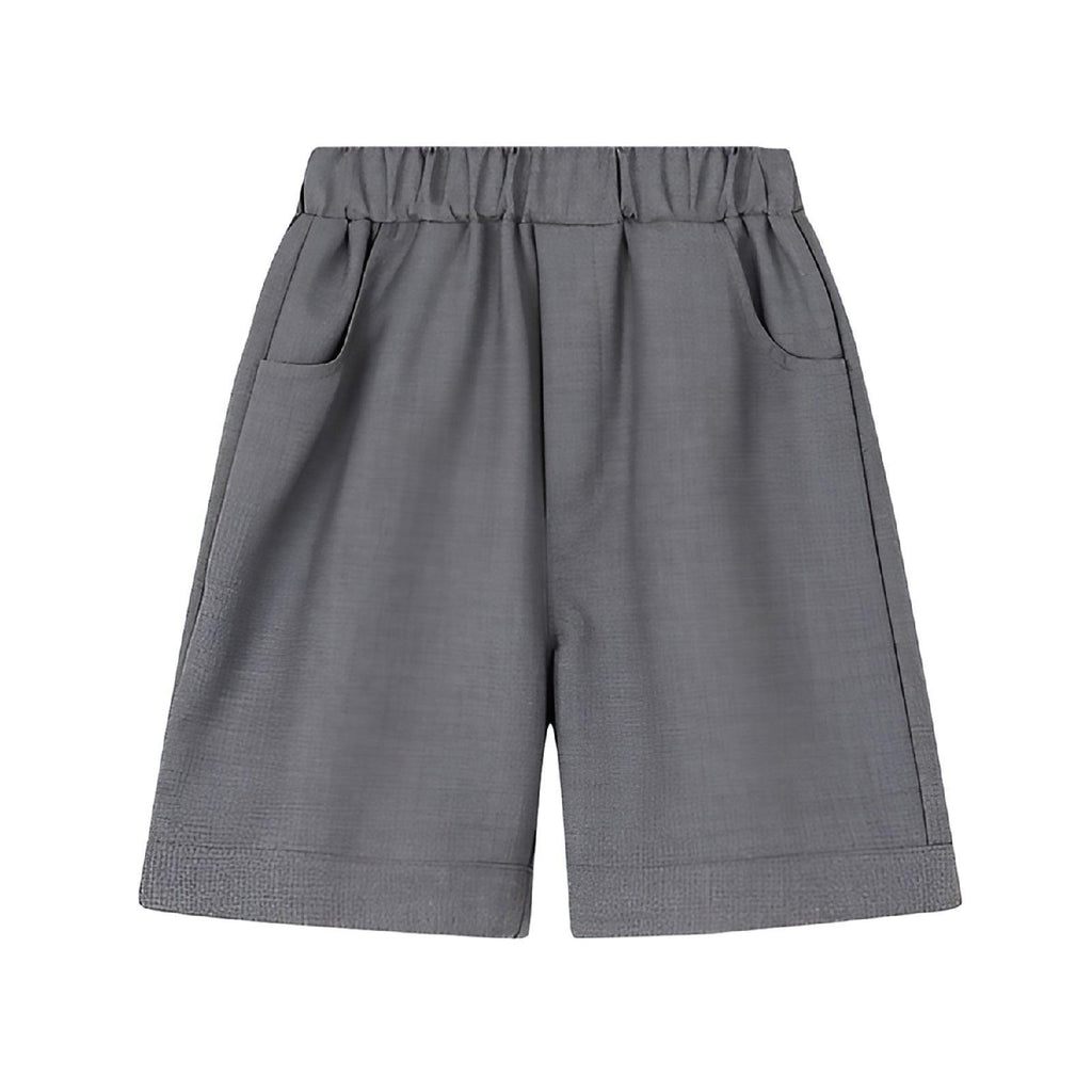 Grey Boys Summer Shorts Casual Sport Elastic Waist Pants Breathable Cotton