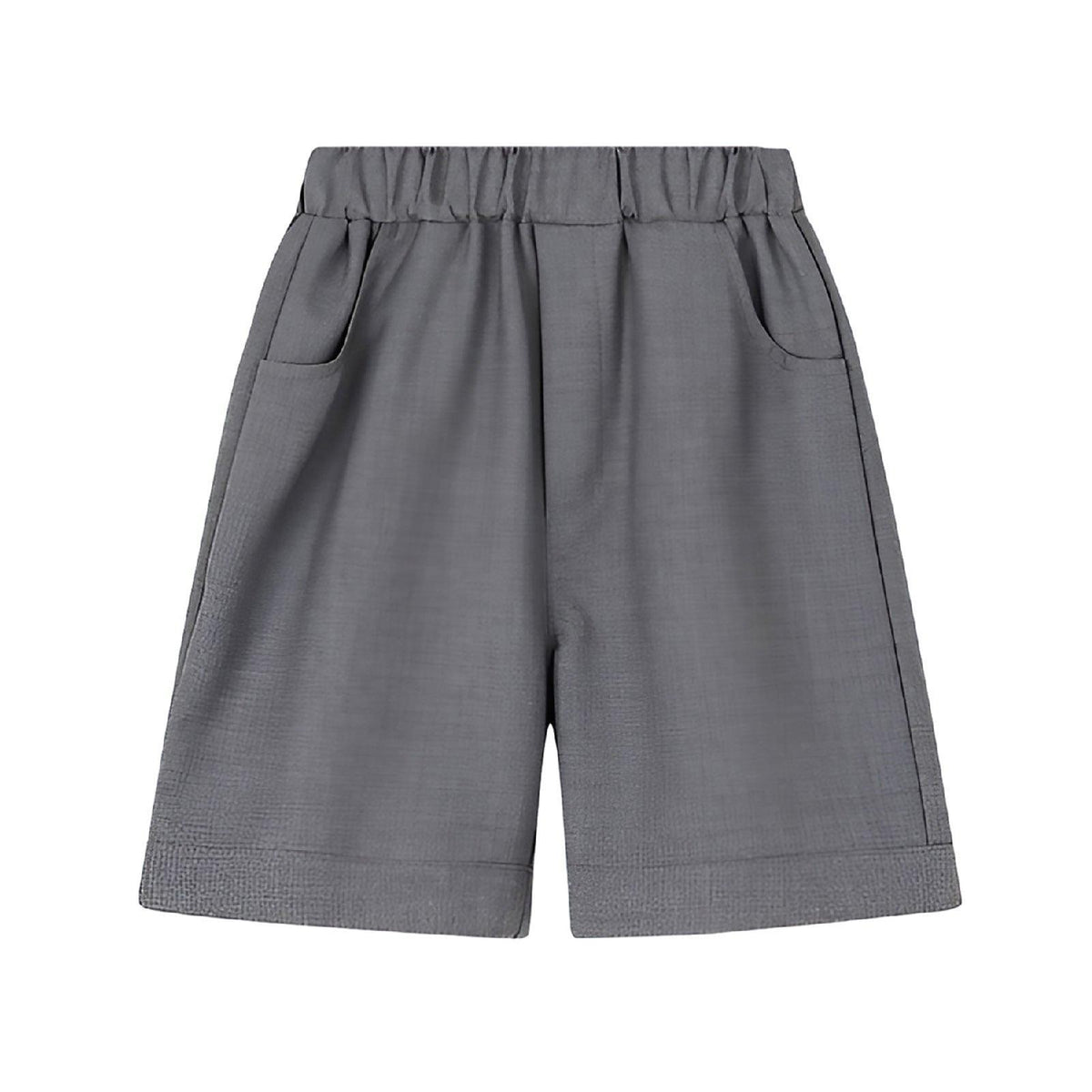 Grey Boys Summer Shorts Casual Sport Elastic Waist Pants Breathable Cotton