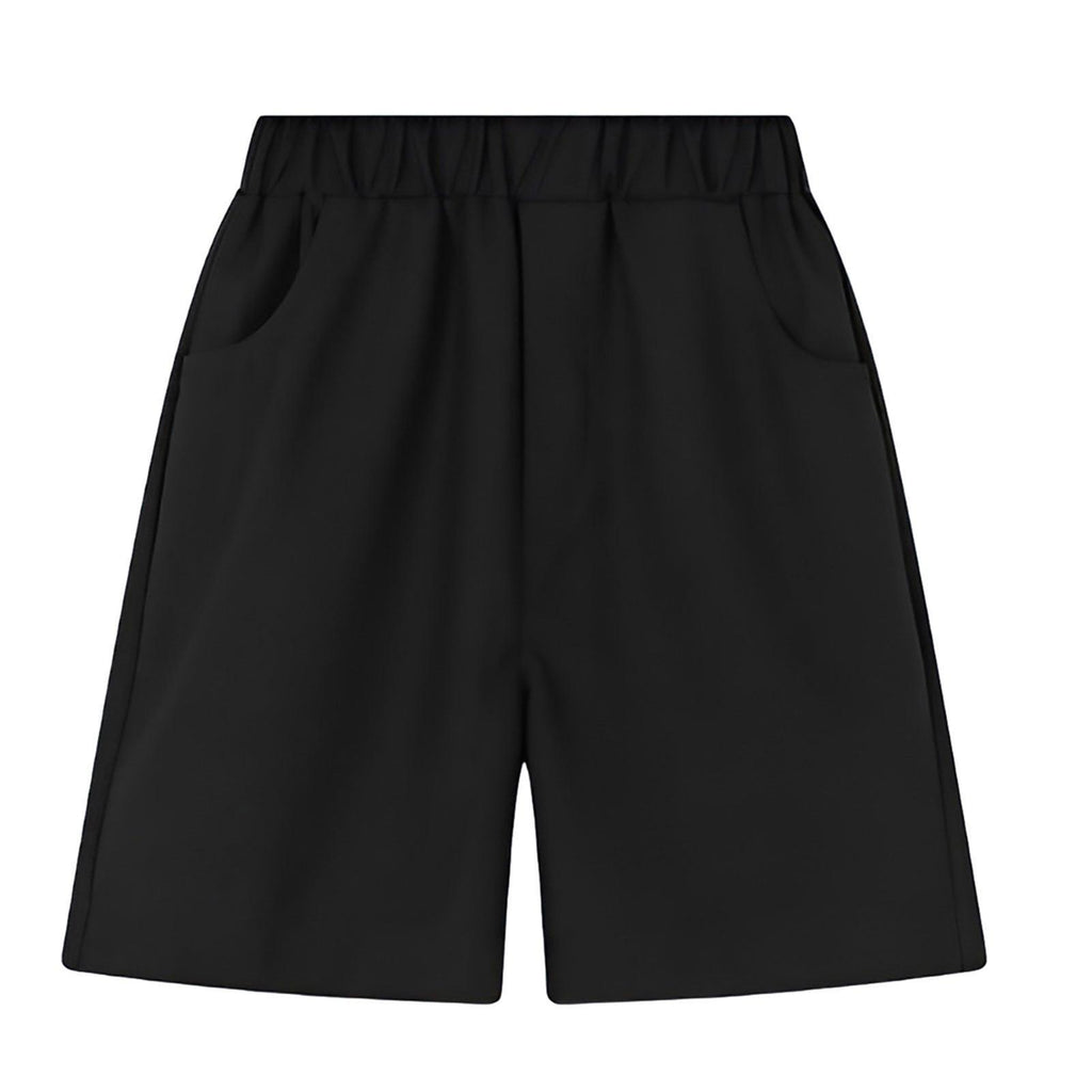 Black Boys Summer Shorts Casual Sport Elastic Waist Pants Breathable Cotton