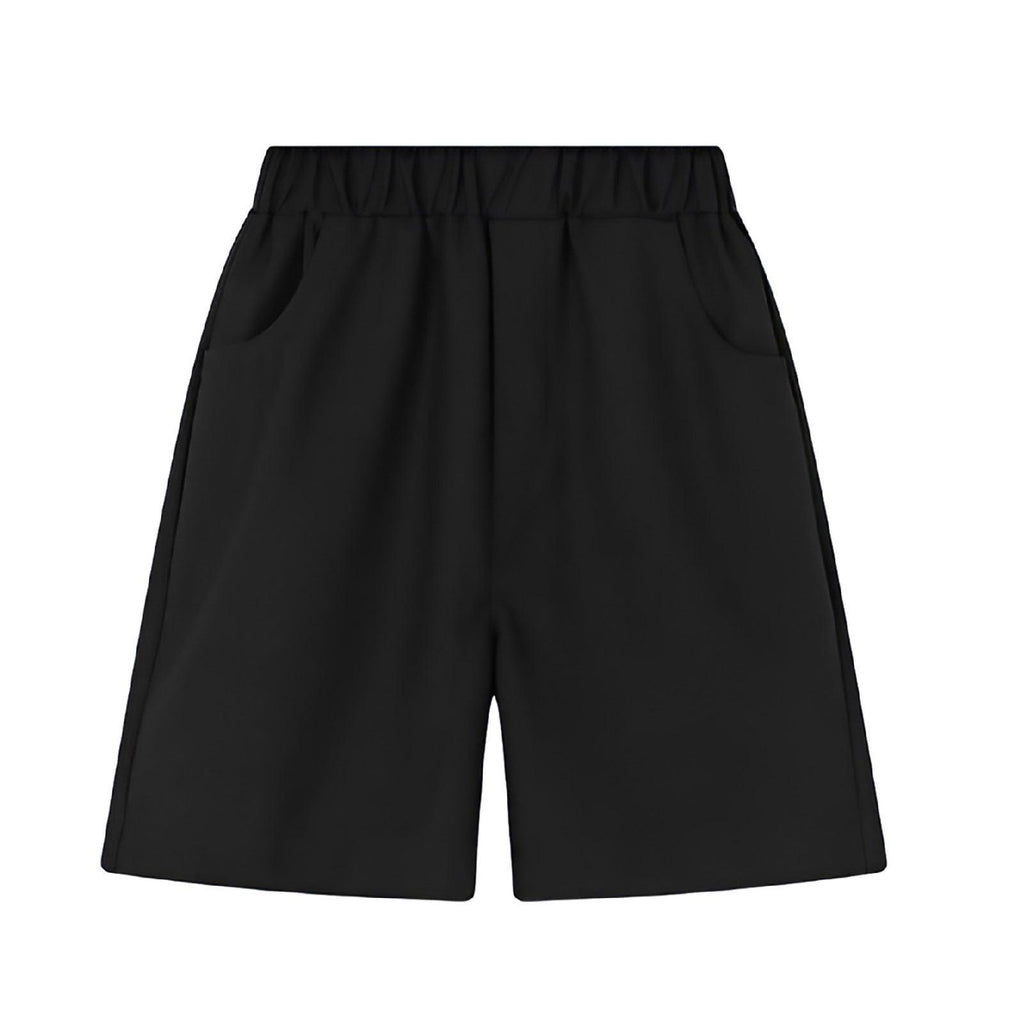 Black Boys Summer Shorts Casual Sport Elastic Waist Pants Breathable Cotton