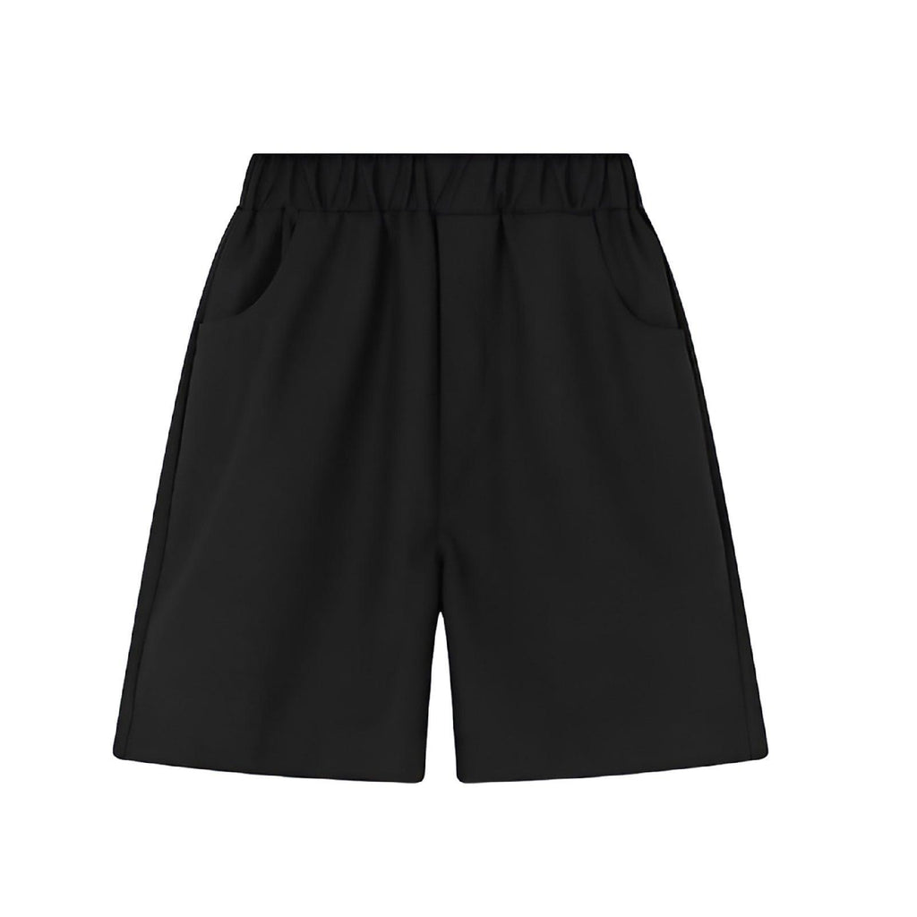 Black Boys Summer Shorts Casual Sport Elastic Waist Pants Breathable Cotton