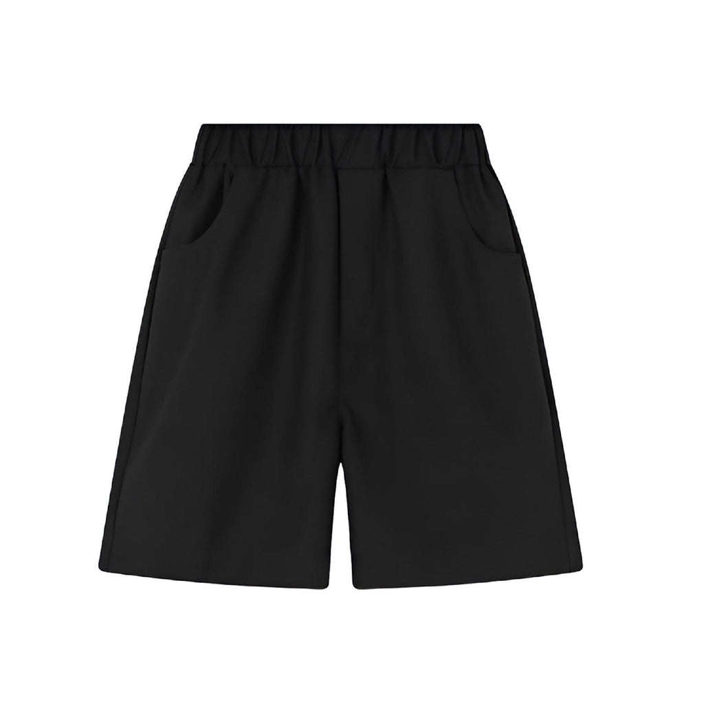 Black Boys Summer Shorts Casual Sport Elastic Waist Pants Breathable Cotton