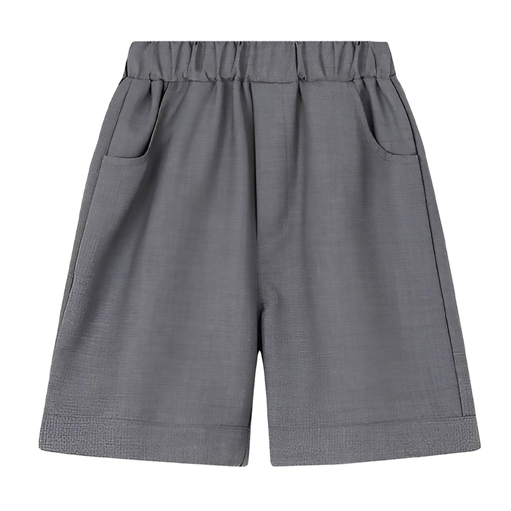 Grey Boys Summer Shorts Casual Sport Elastic Waist Pants Breathable Cotton