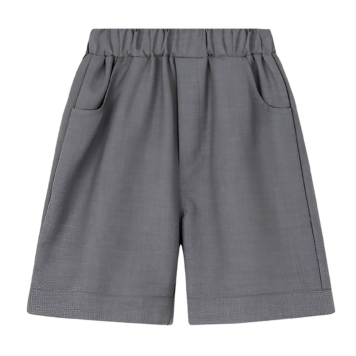Grey Boys Summer Shorts Casual Sport Elastic Waist Pants Breathable Cotton
