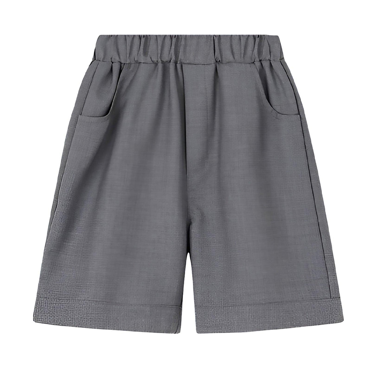 Grey Boys Summer Shorts Casual Sport Elastic Waist Pants Breathable Cotton