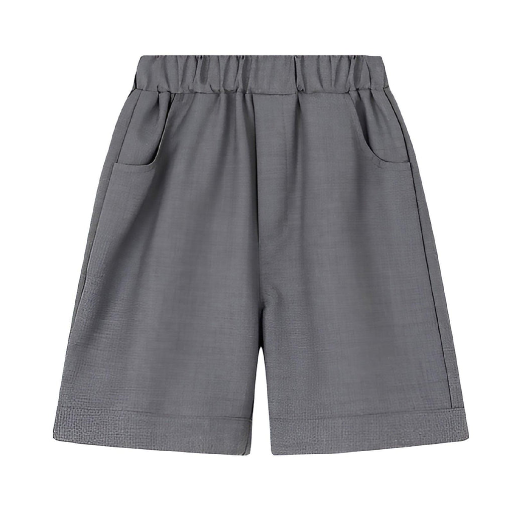 Grey Boys Summer Shorts Casual Sport Elastic Waist Pants Breathable Cotton