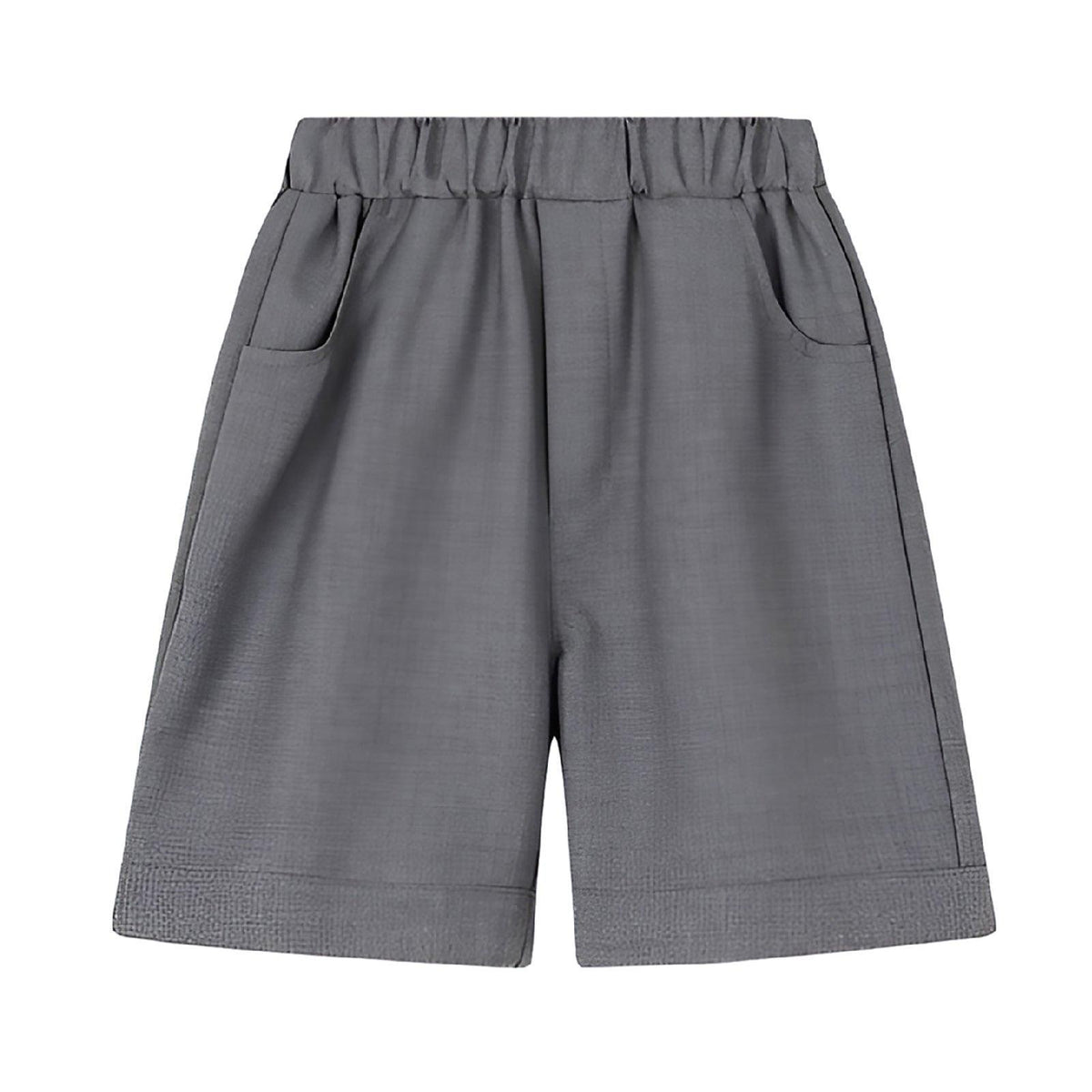Grey Boys Summer Shorts Casual Sport Elastic Waist Pants Breathable Cotton