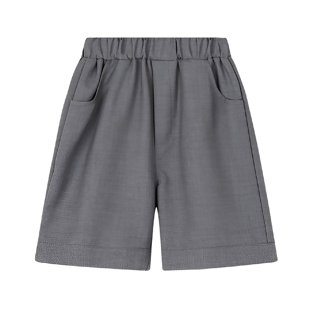 Grey Boys Summer Shorts Casual Sport Elastic Waist Pants Breathable Cotton