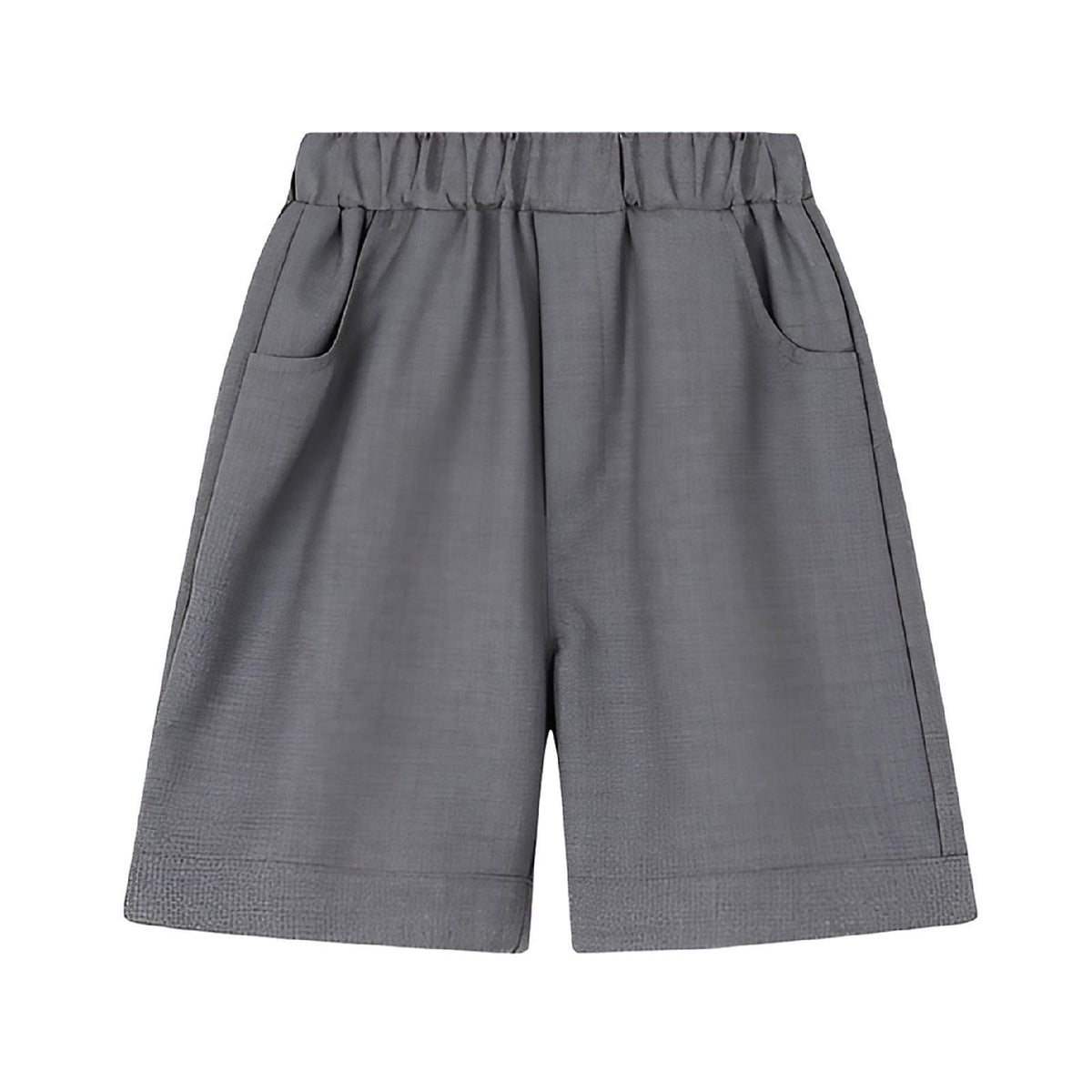 Grey Boys Summer Shorts Casual Sport Elastic Waist Pants Breathable Cotton