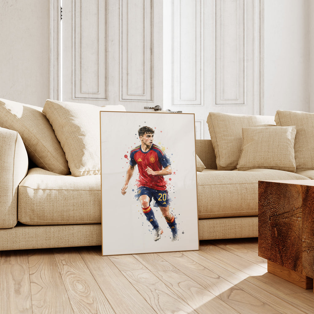 Spanien Fussball Poster · Geschenkidee · Aquarell Sport Wandbild · Deko Print ohne Rahmen