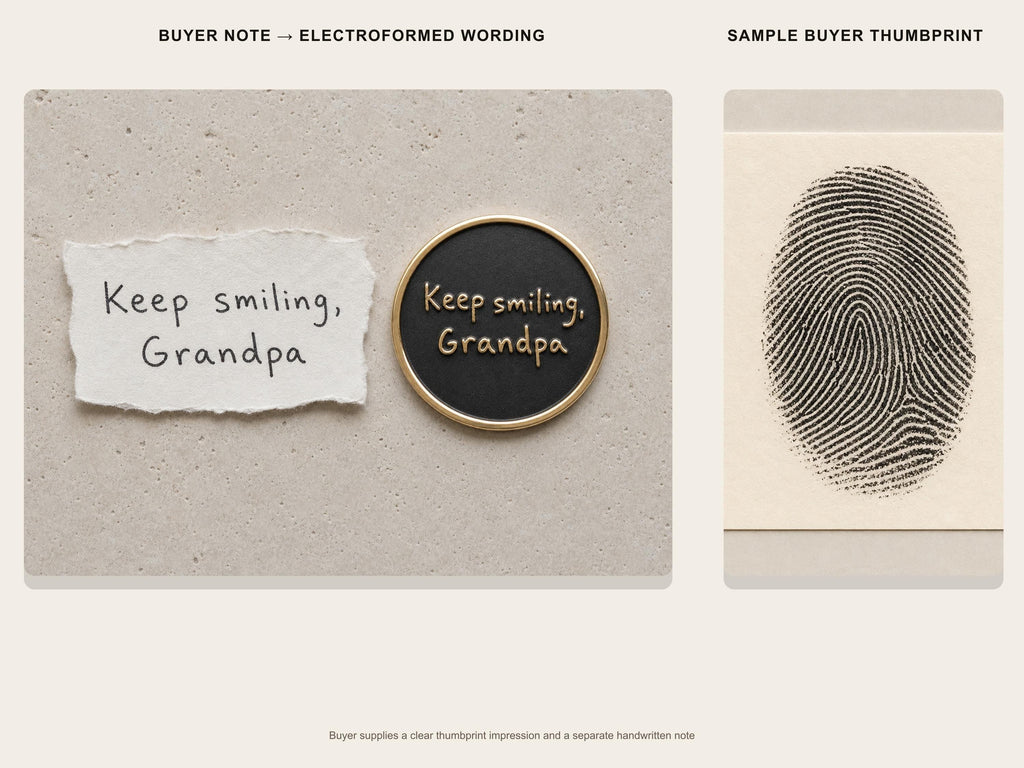 Custom Grandpa Thumbprint Memorial Plaque, Antique Brass Keepsake, Personalised Handwriting Remembrance Gift