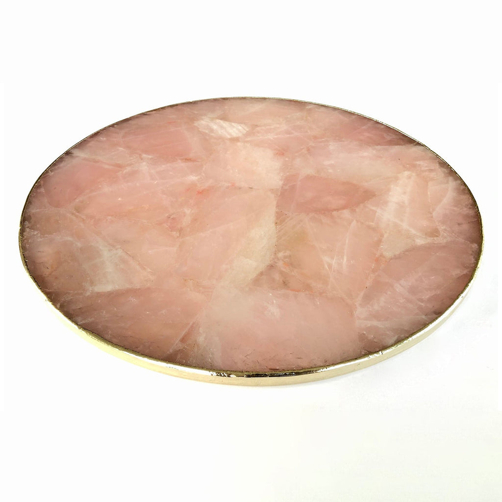 Rose Quartz Agate LazySusan | Countertop | Turntable | Centerpiece
