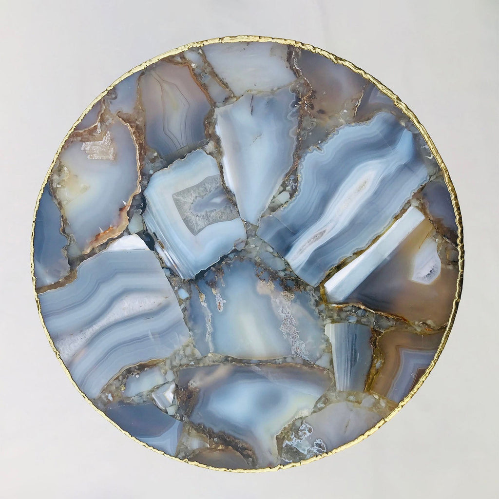 Banded Agate Side Table, Round Top