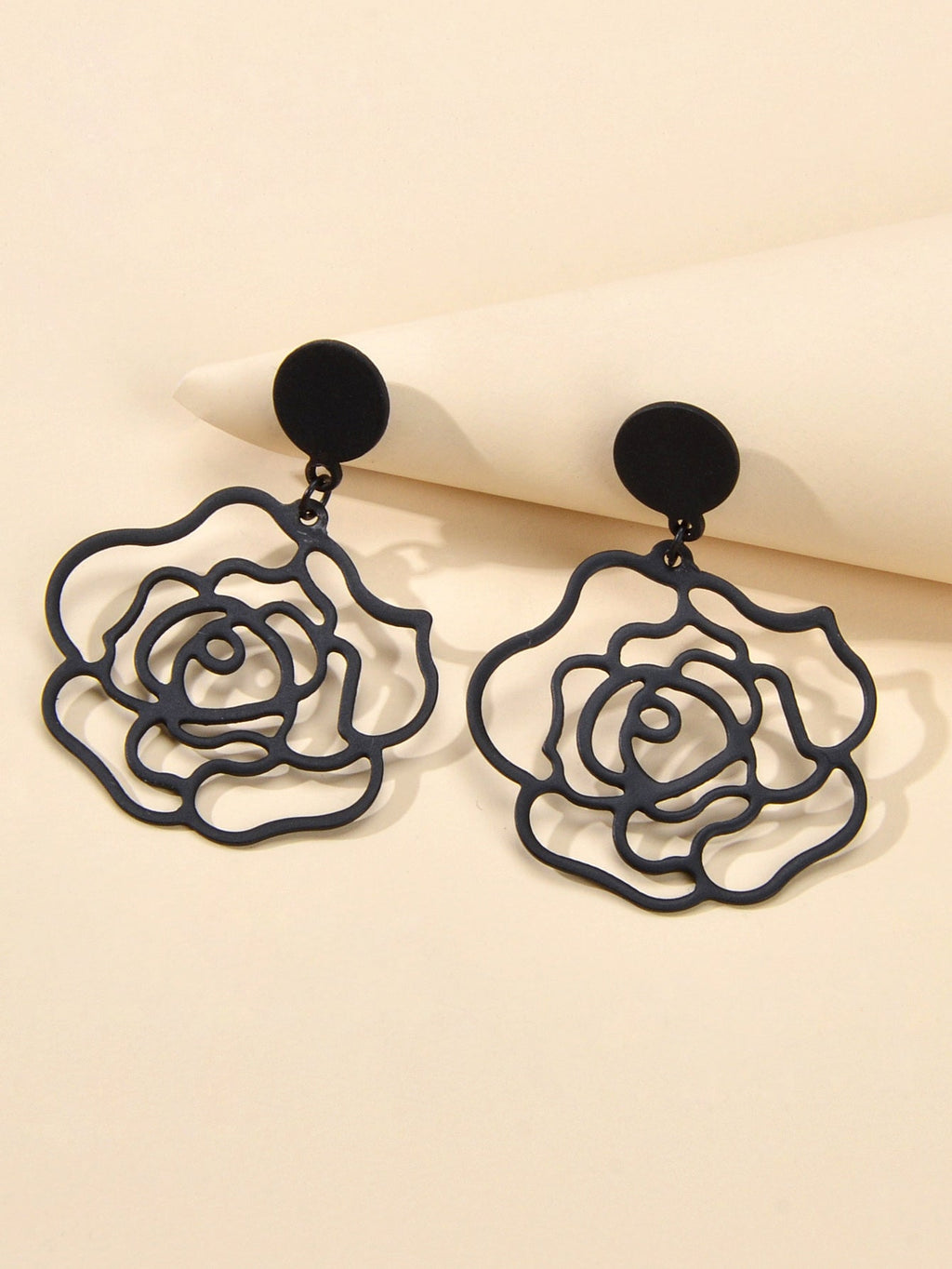 Designer Jewellery Black Hollow out Big Flower Chunky Dangle Party Earrings Gift