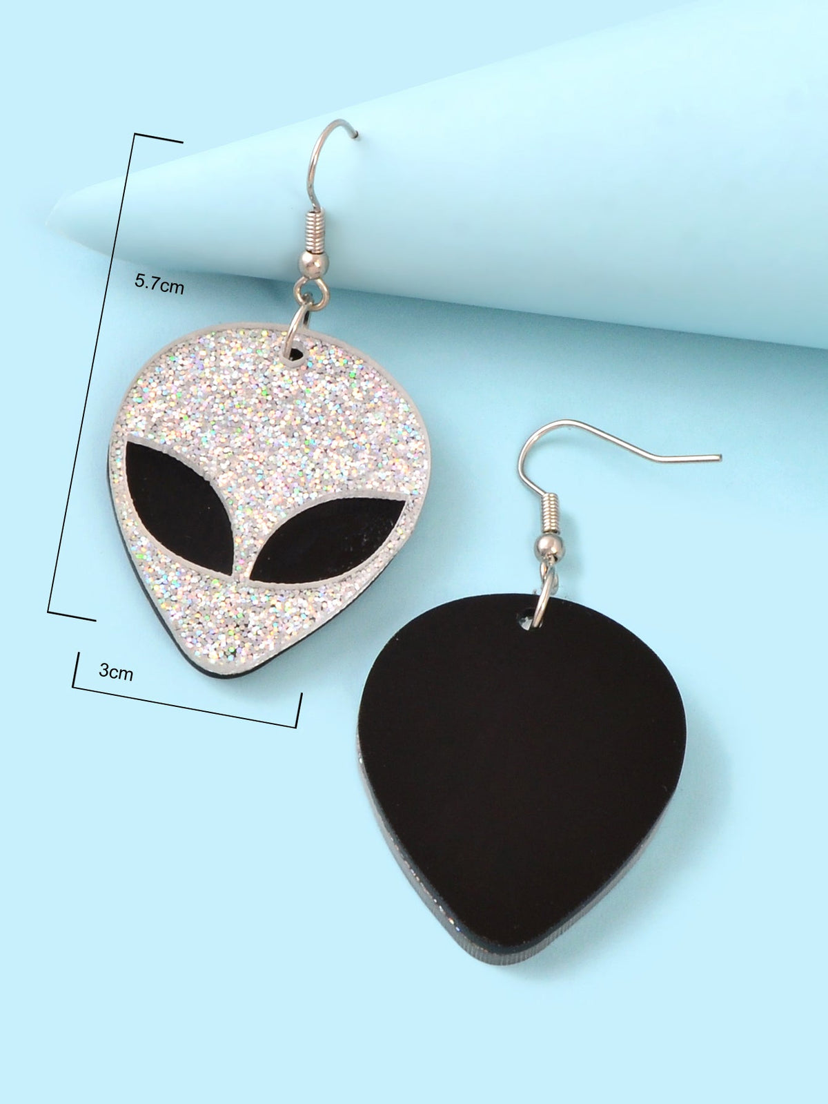 Acrylic UFO Alien Outer Space Superman Dangling Drop Earrings Funky Jewellery