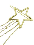 Gold Star Long Chain Tassel Hairgrips Wedding Party Hair Clips Hair Barrettes