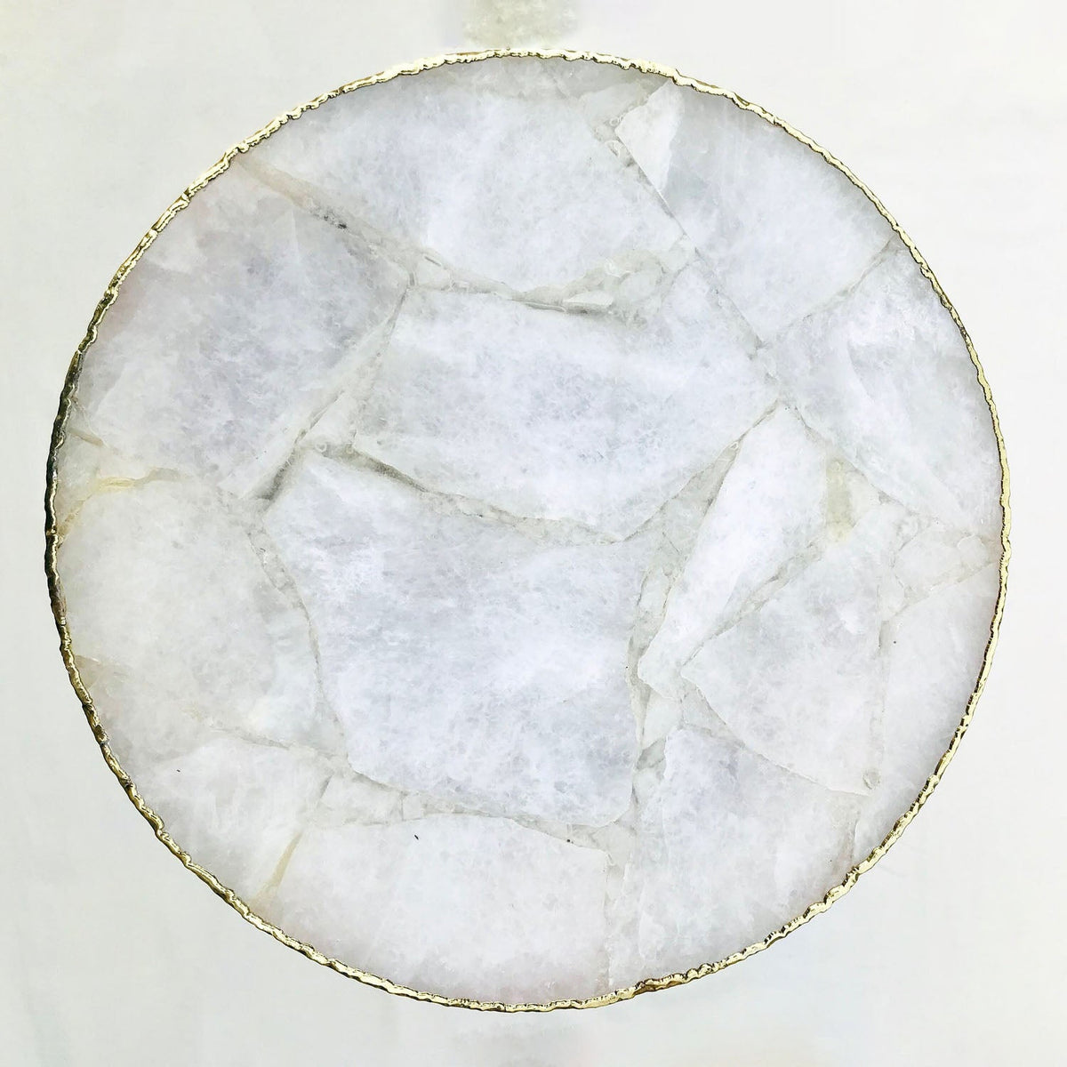 White Agate Side Table, Round Top