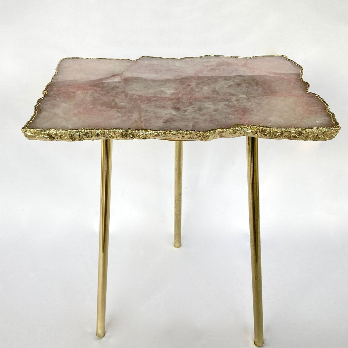 Rose Quartz Side Table, 10" x 15" Organic Edge