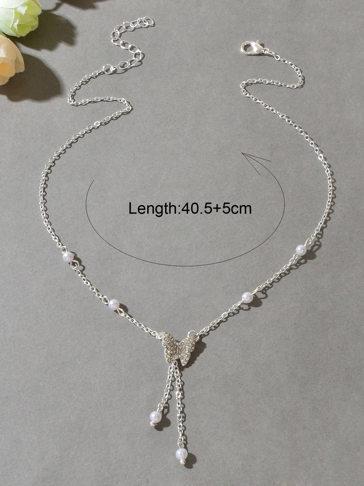 Sparkling Butterfly Pendant Y-Drop Necklace Tassel Clavicle Collar Women Jewelry
