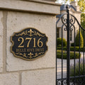 Personalized Address Plaque – Antique Brass Fleur-de-Lis Cartouche