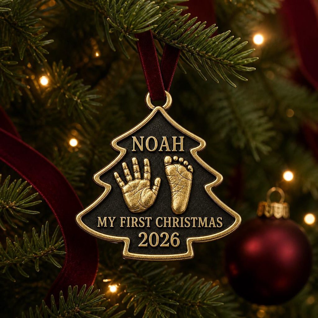 Baby Handprint and Footprint Ornament, Christmas Tree