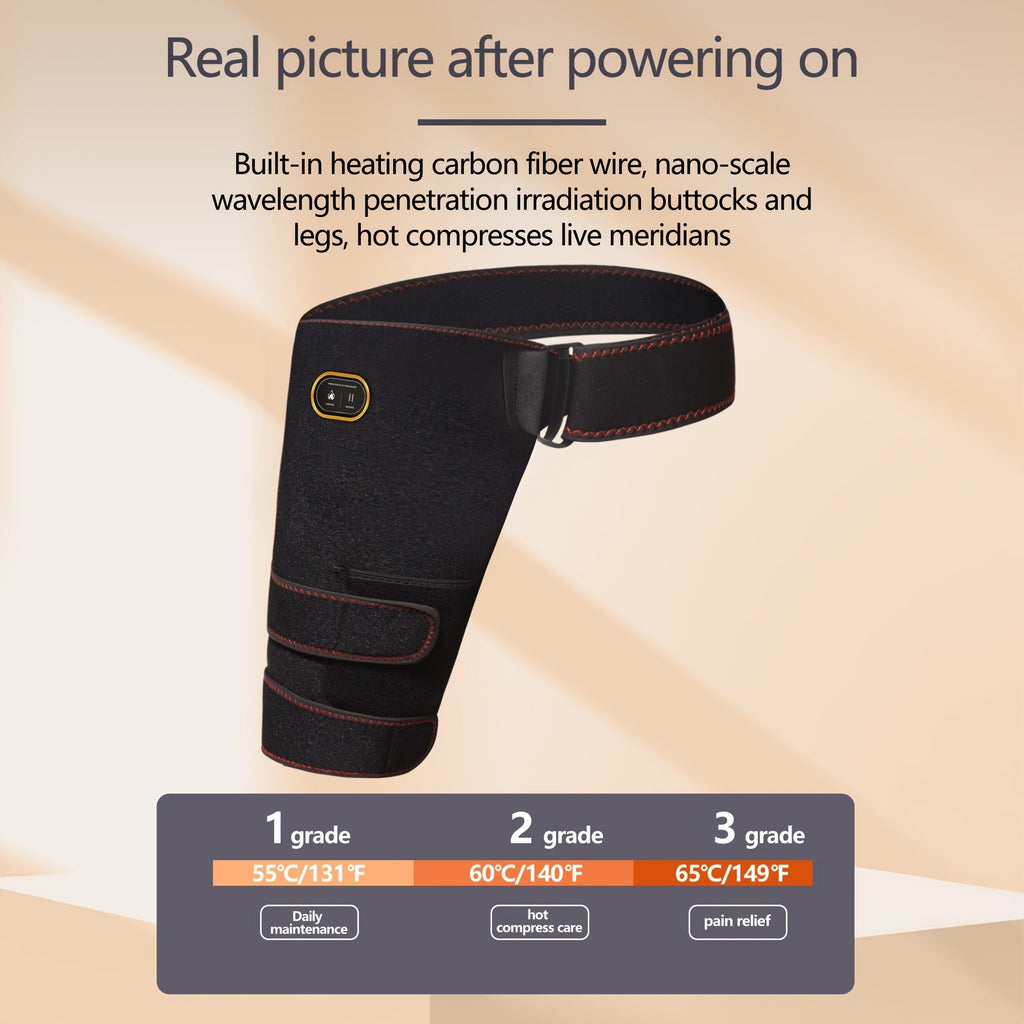 USB-Powered Heated Hip Brace Massager with Vibration(Black)