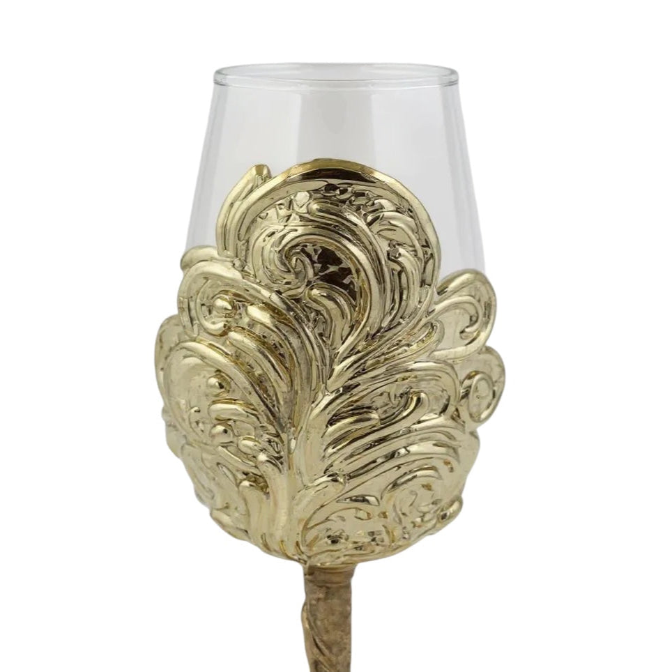Intricate Leaf/Ambi Design Wine Glasses | Set of 1 or 2