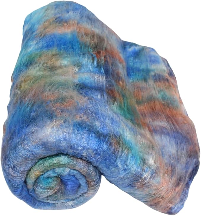 Knitsilk Mulberry Silk Fiber Yarn, Blue and Brown. Best for Knitting, Sewing Silk Filament Sheets, Spinning and Needle Felting
