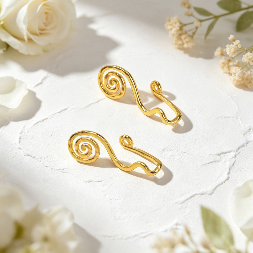 Spiral Coil Wire Ear Cuffs No Piercing Gold Non-Pierced Ear Clip Simple Earrings
