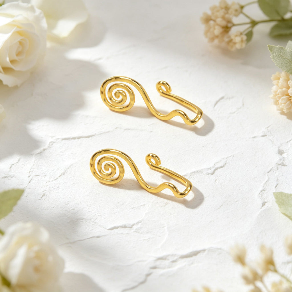 Spiral Coil Wire Ear Cuffs No Piercing Gold Non-Pierced Ear Clip Simple Earrings