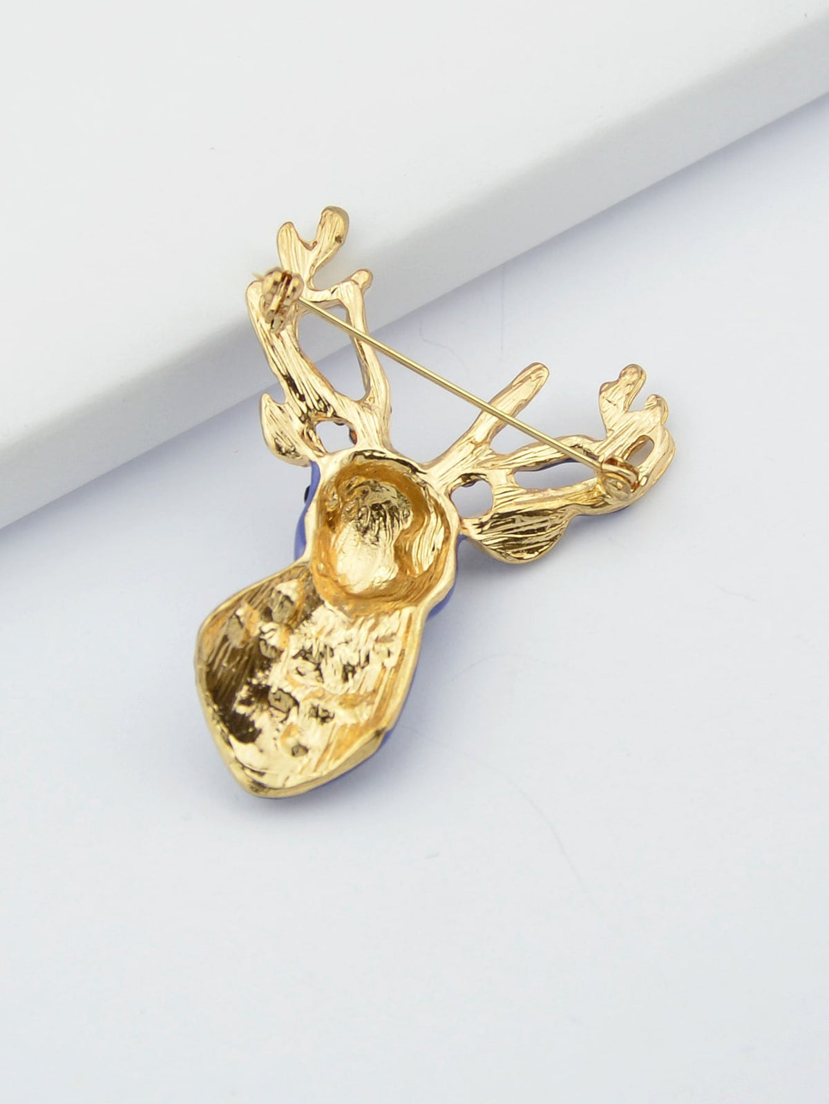 Delicate Xmas Jewellery Rhinestone Reindeer Brooch Purple Deer Head Animals Pin