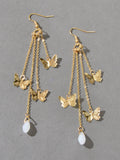 Multi-layer Chains Butterfly Earrings Drop Dangle Ear Hook Jewelry Elegant Gift