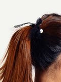 2pcs Black Lace Bead Elastic Bowknot Hair Ties Ropes Women Girl Hair Accessories